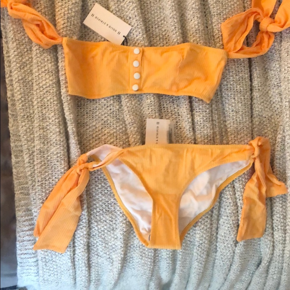 Brand new Solid and stripped yellow bikini!!